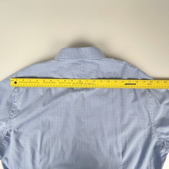 Hawes & Curtis Dress Shirt Mens 17 St. James Slim Fit‎ Blue Plaid Luxury Cotton - Picture 10 of 14